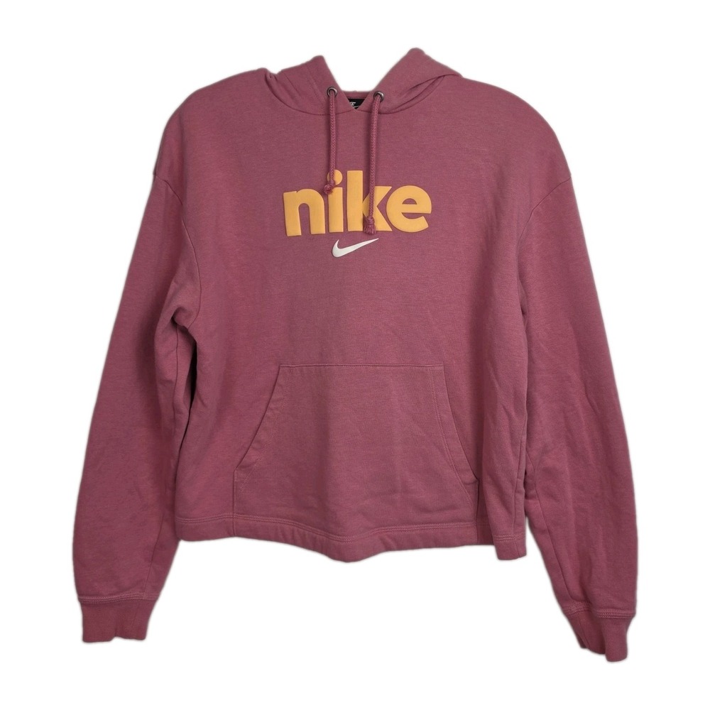 Nike Hoodie‎ Sweatshirt Women's Size XS Pink w/ Orange Logo Pockets